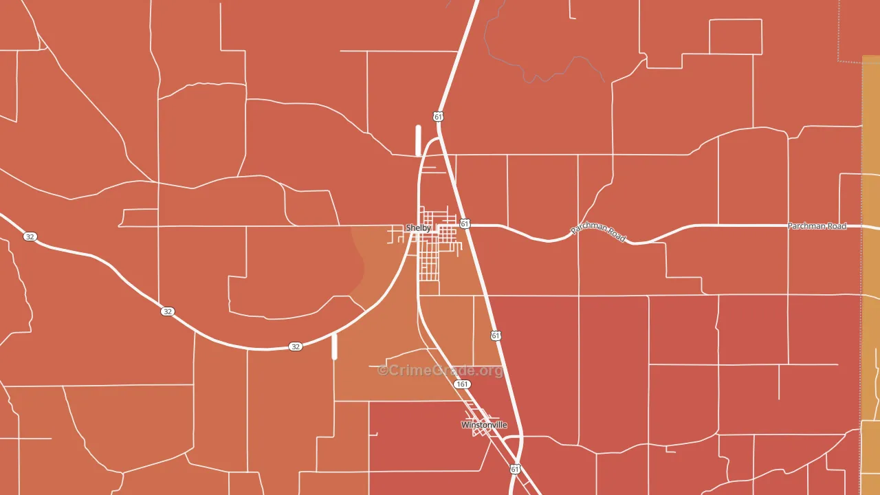 Shelby, MS Map of Murder Rates