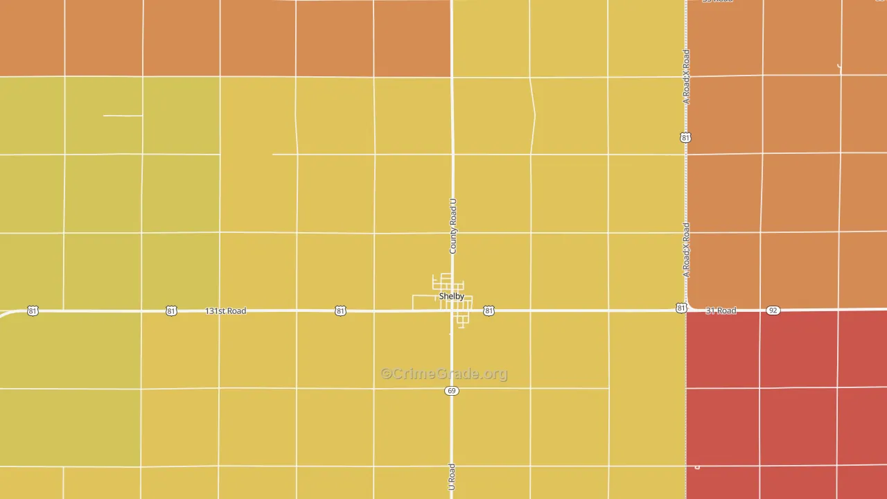 Shelby, NE Map of Murder Rates