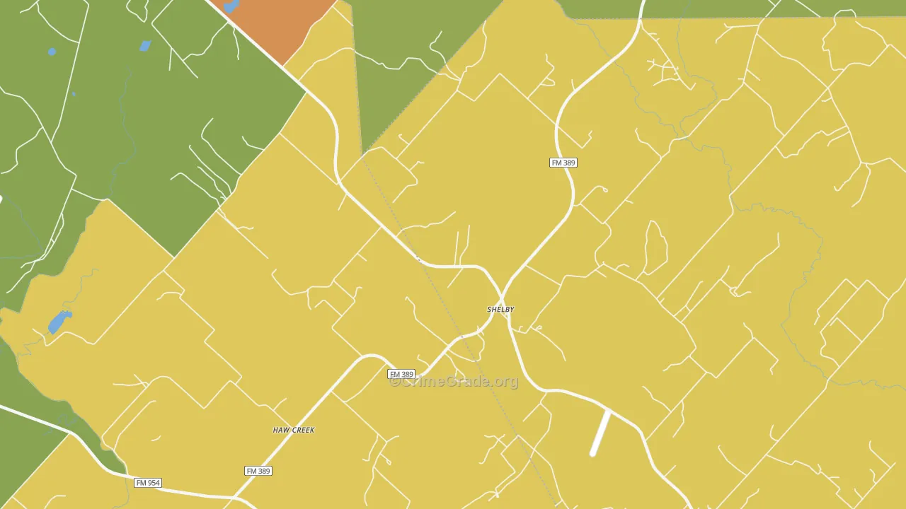 Shelby, TX Map of Murder Rates
