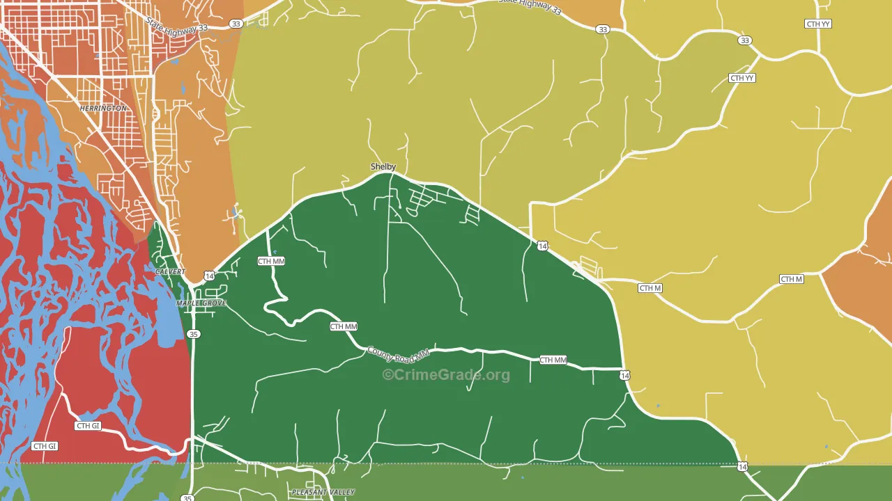 Shelby, WI Map of Murder Rates