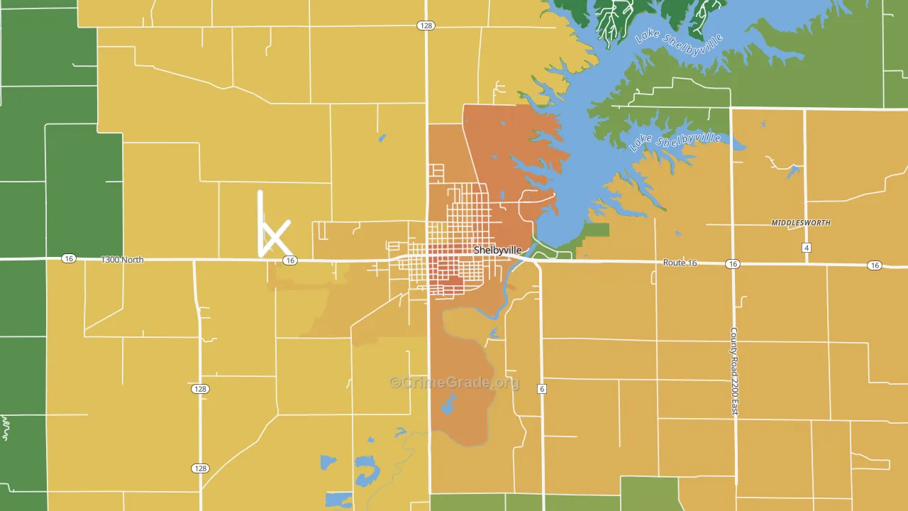 Shelbyville, IL Map of Murder Rates