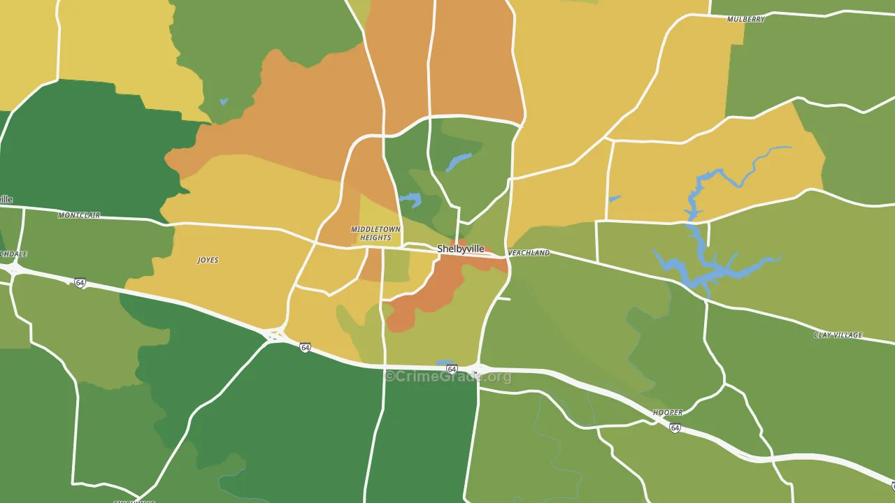 Shelbyville, KY Map of Murder Rates
