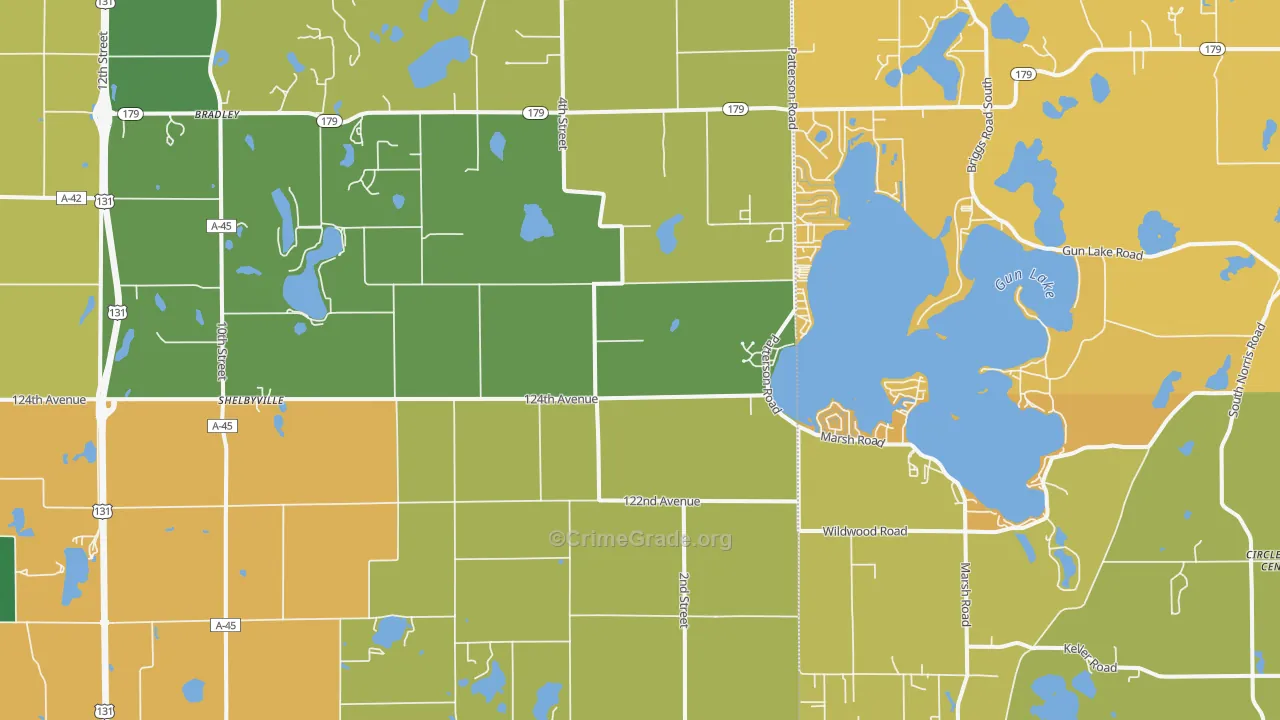 Shelbyville, MI Map of Murder Rates