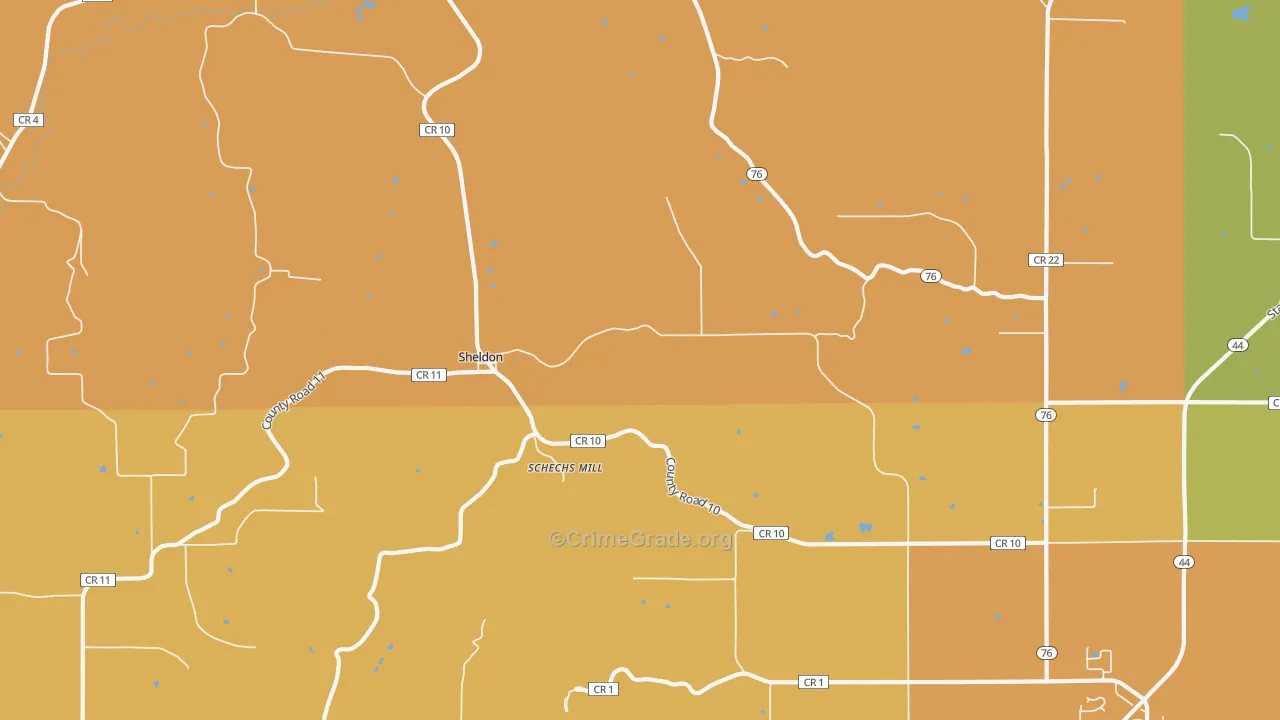 Sheldon, MN Map of Murder Rates