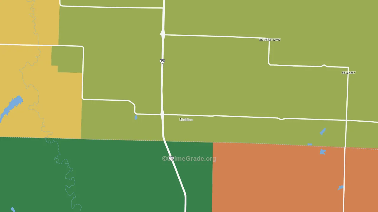 Sheldon, MO Map of Murder Rates