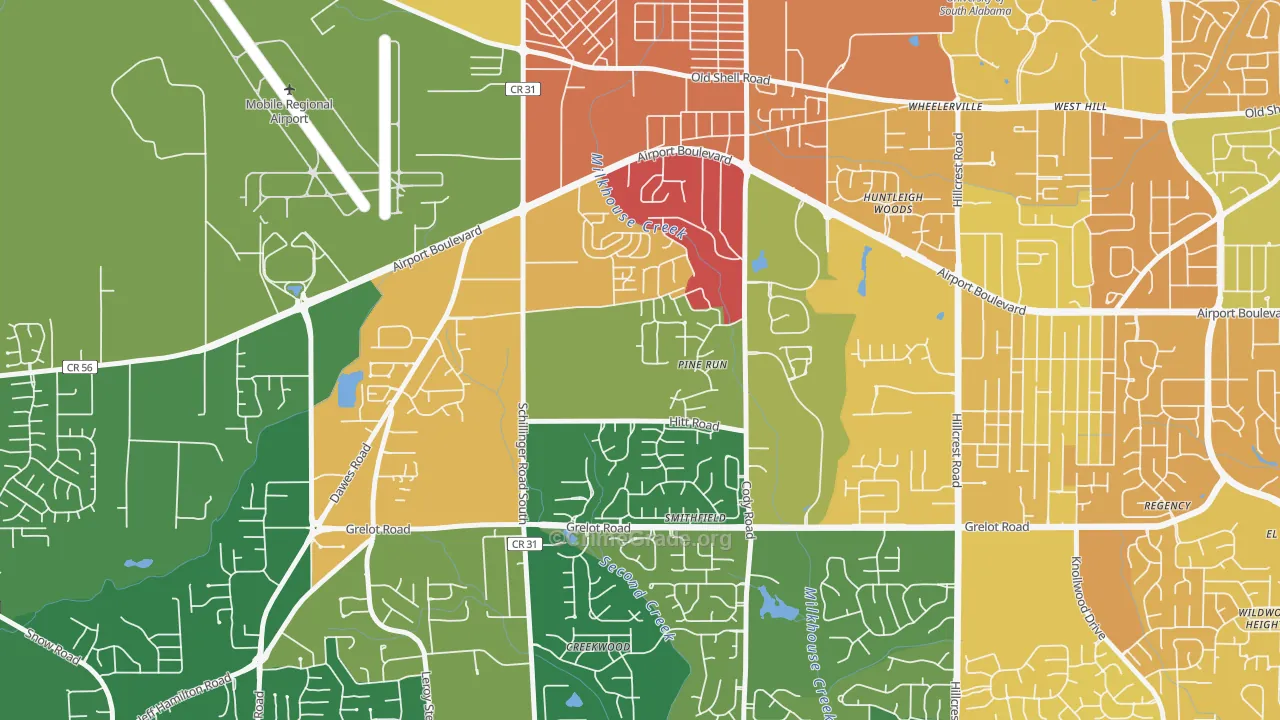 Sheldon, Mobile, AL Map of Murder Rates