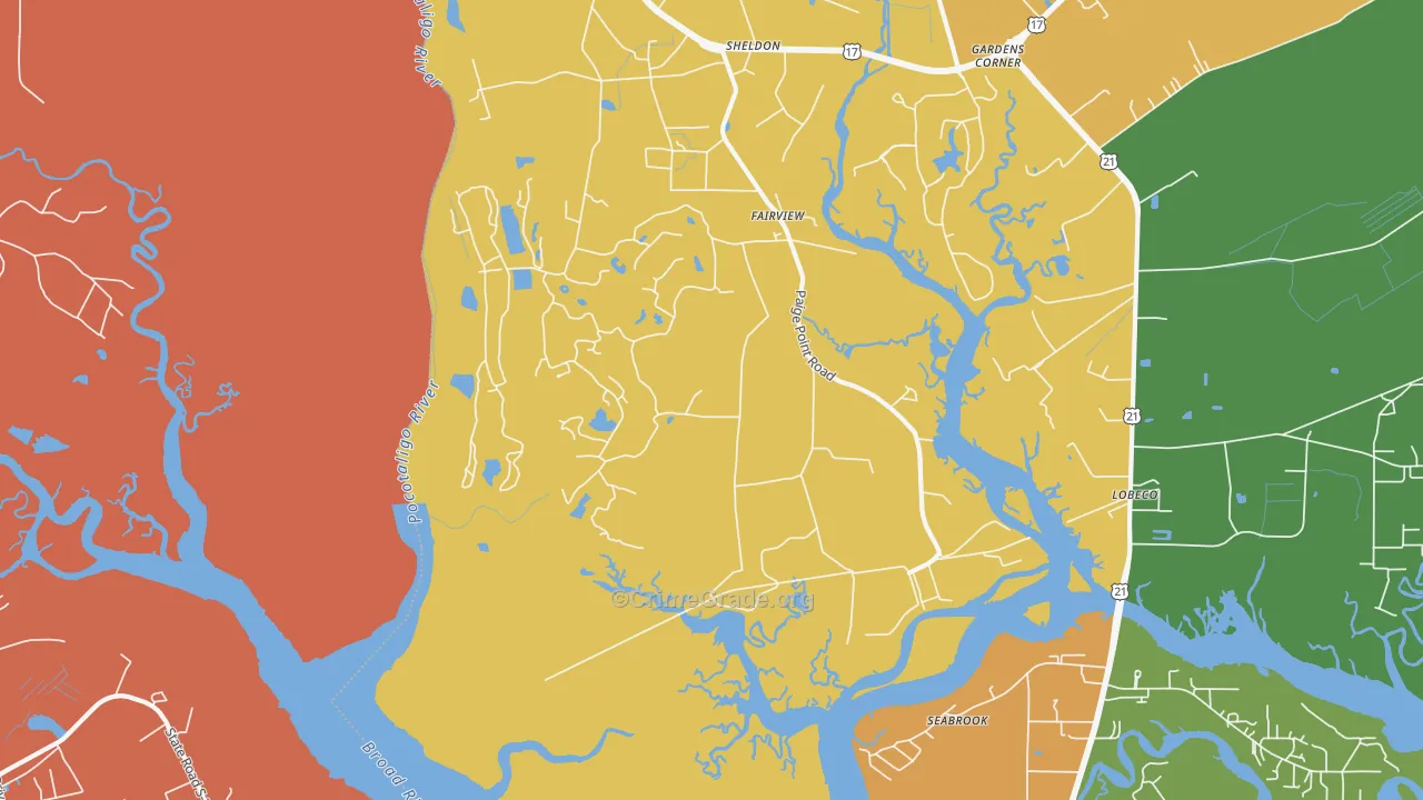 Sheldon, SC Map of Murder Rates