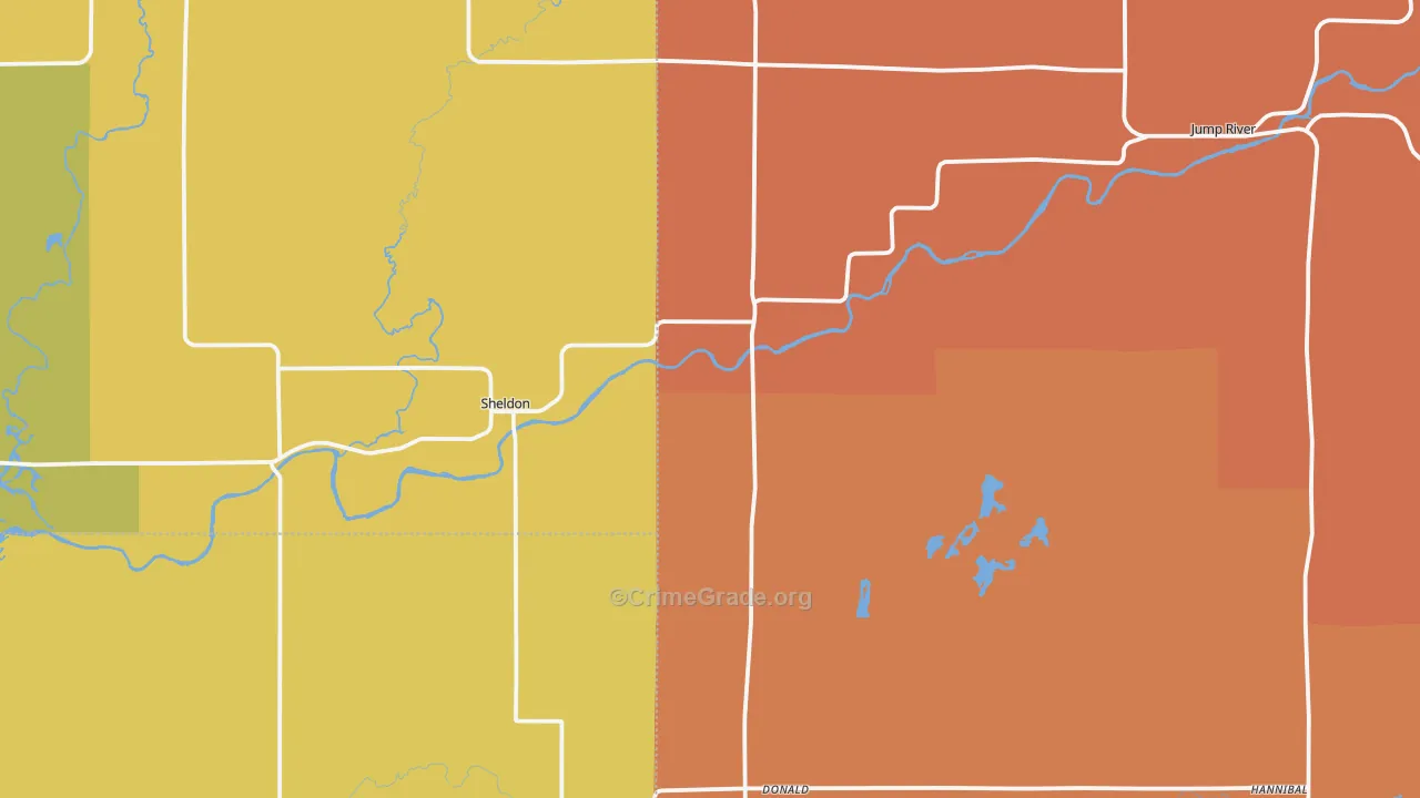 Sheldon, WI Map of Murder Rates