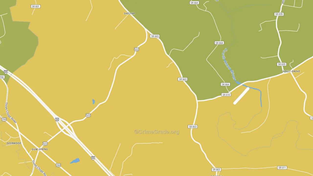 Shelfar, VA Map of Murder Rates