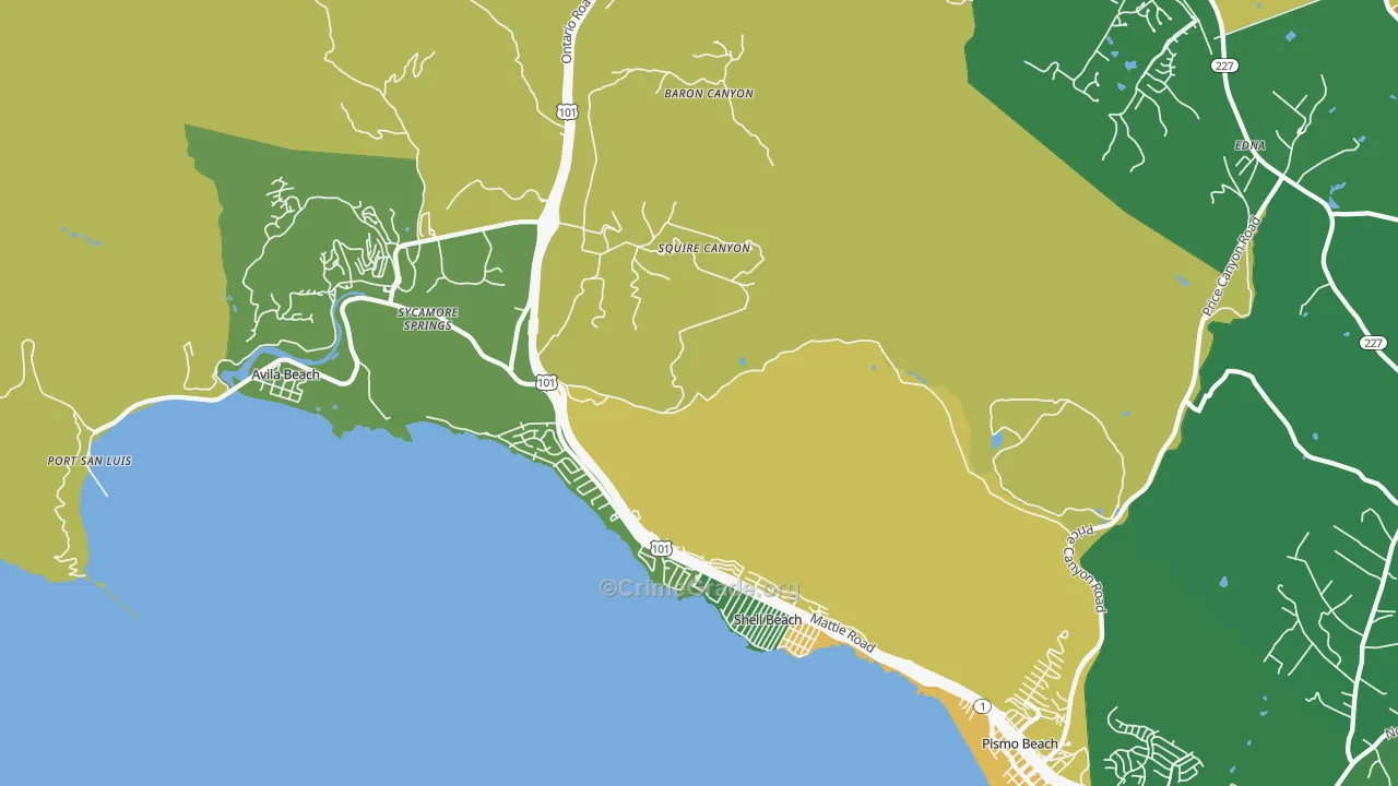 Shell Beach, CA Map of Murder Rates
