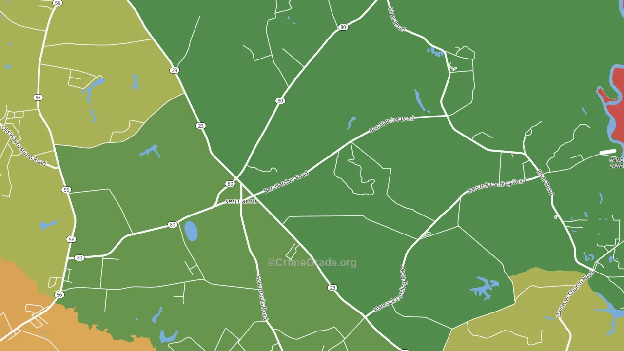 Shell Bluff, GA Map of Murder Rates