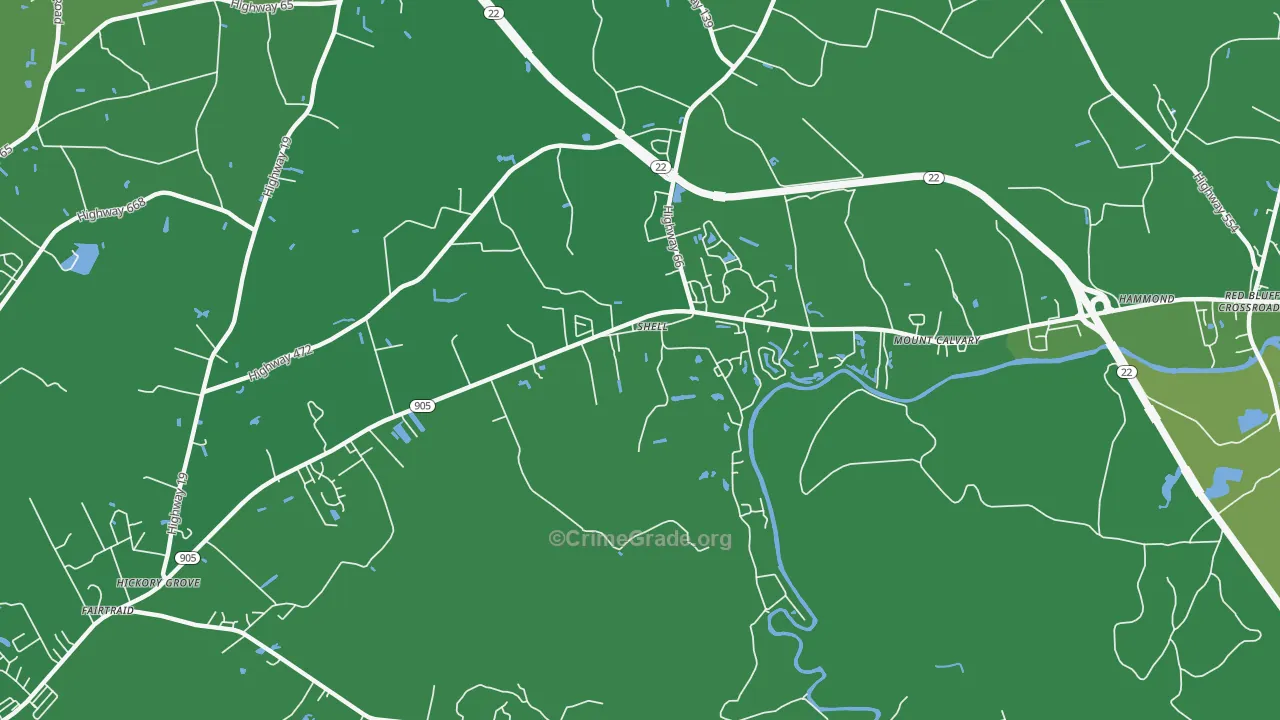 Shell, SC Map of Murder Rates