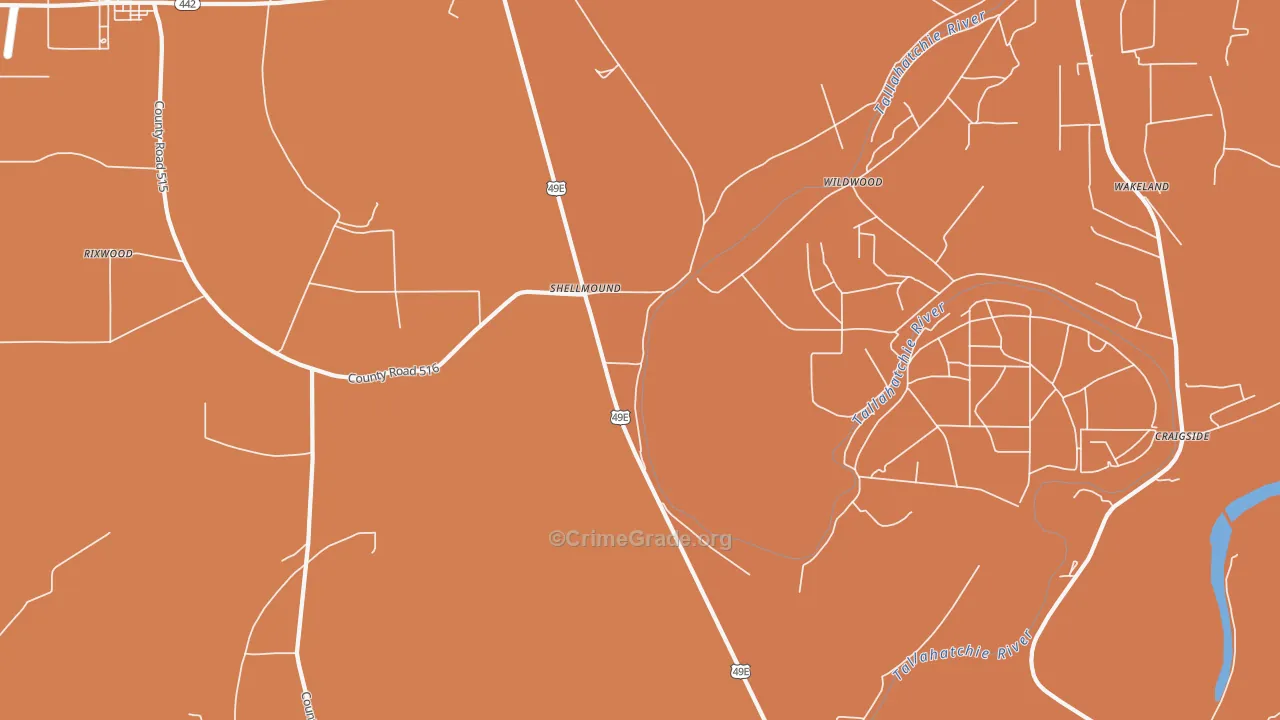 Shellmound, MS Map of Murder Rates