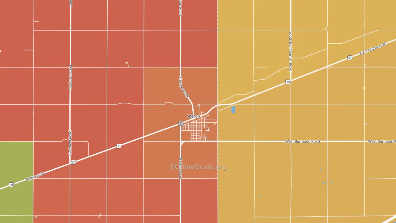 Shelton, NE Map of Murder Rates