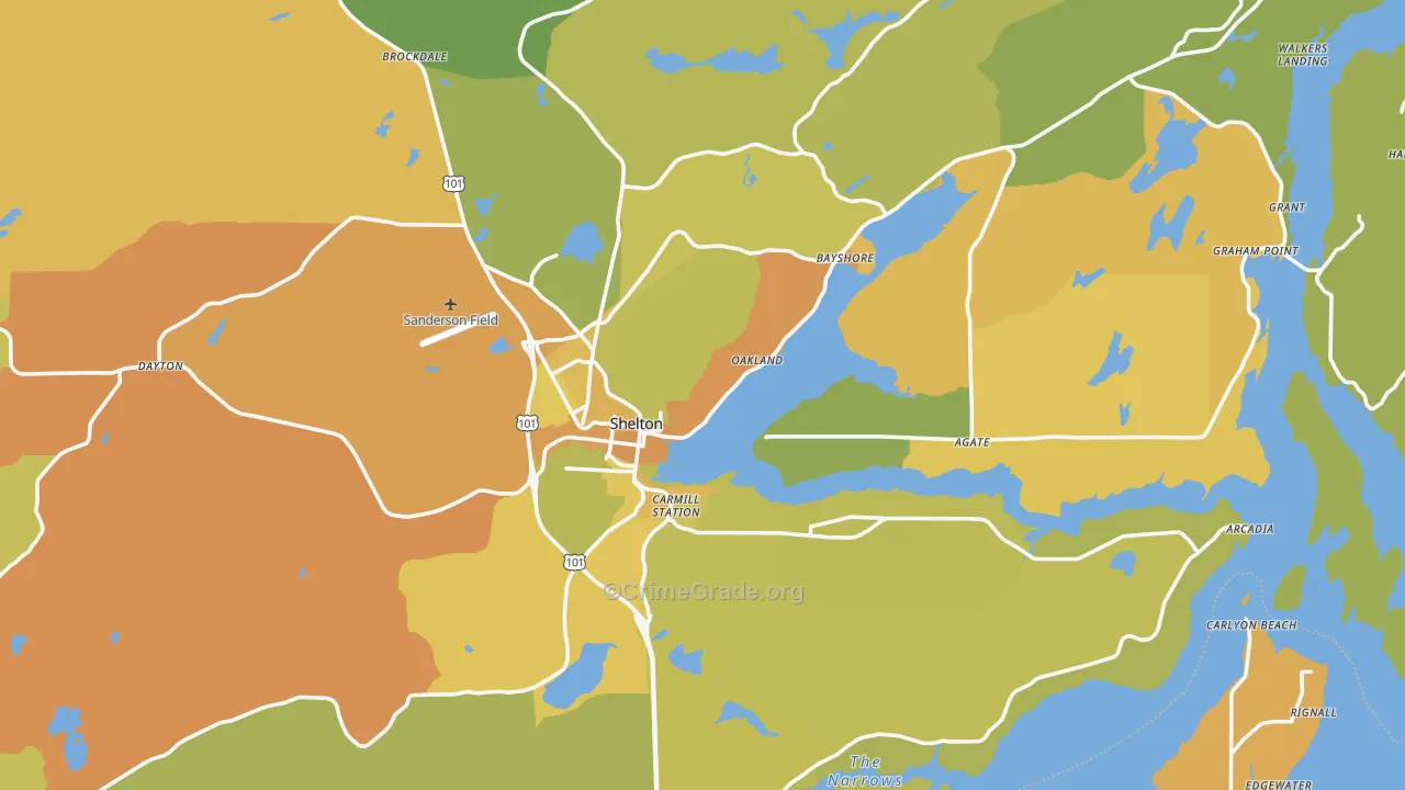 Shelton, WA Map of Murder Rates
