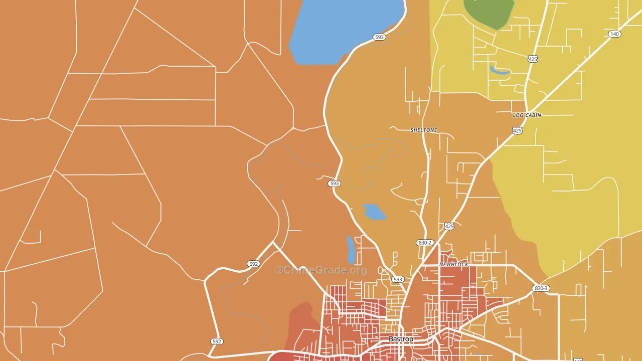 Sheltons, LA Map of Murder Rates