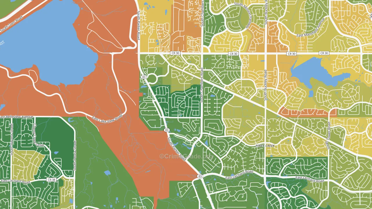 Shenandoah, Aurora, CO Map of Murder Rates