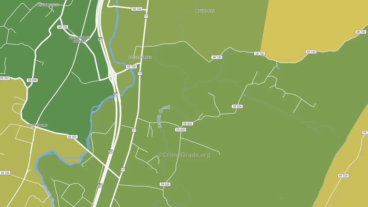 Shenandoah Caverns, VA Map of Murder Rates