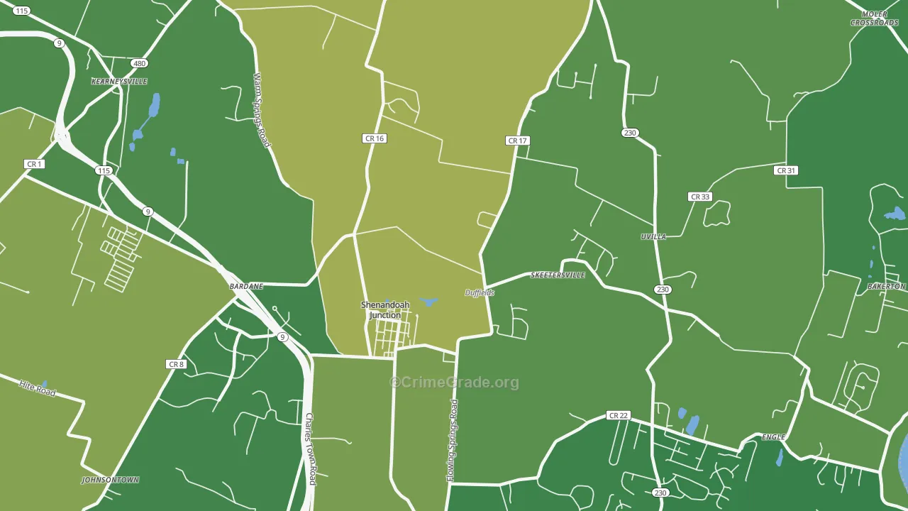 Shenandoah Junction, WV Map of Murder Rates