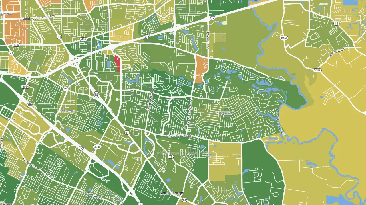 Shenandoah, LA Map of Murder Rates