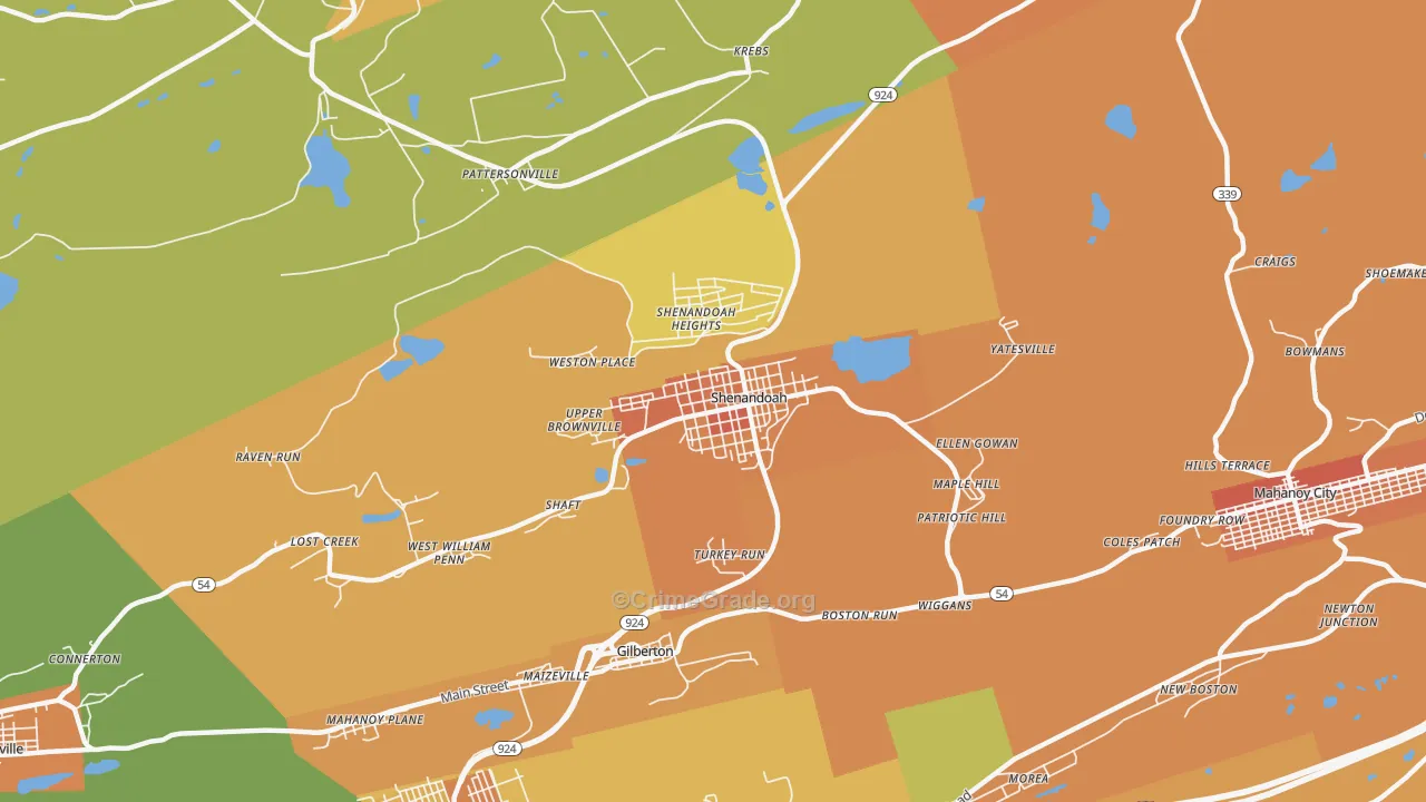 Shenandoah, PA Map of Murder Rates