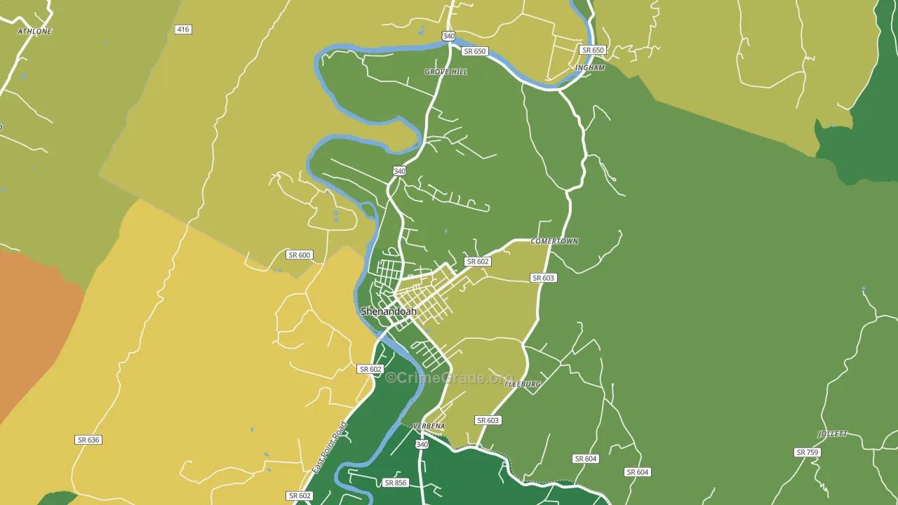 Shenandoah, VA Map of Murder Rates