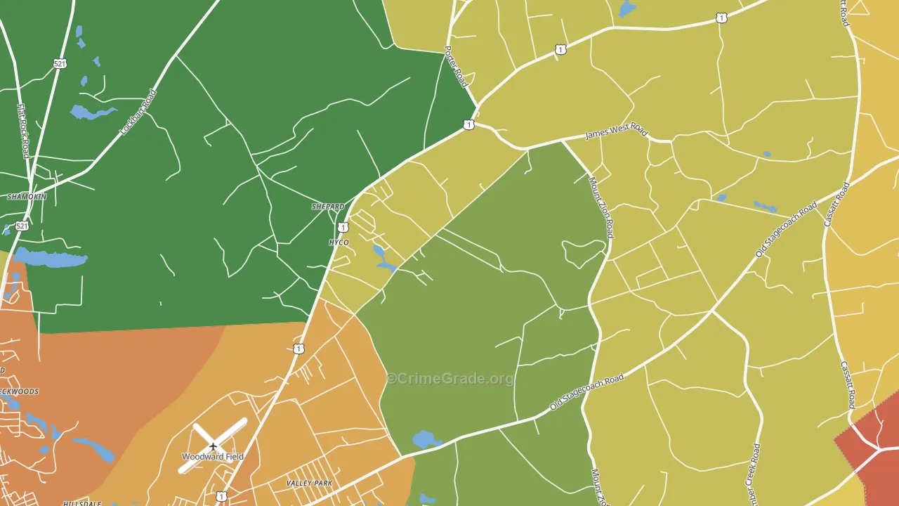 Shepard, SC Map of Murder Rates