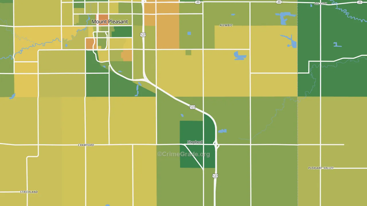 Shepherd, MI Map of Murder Rates