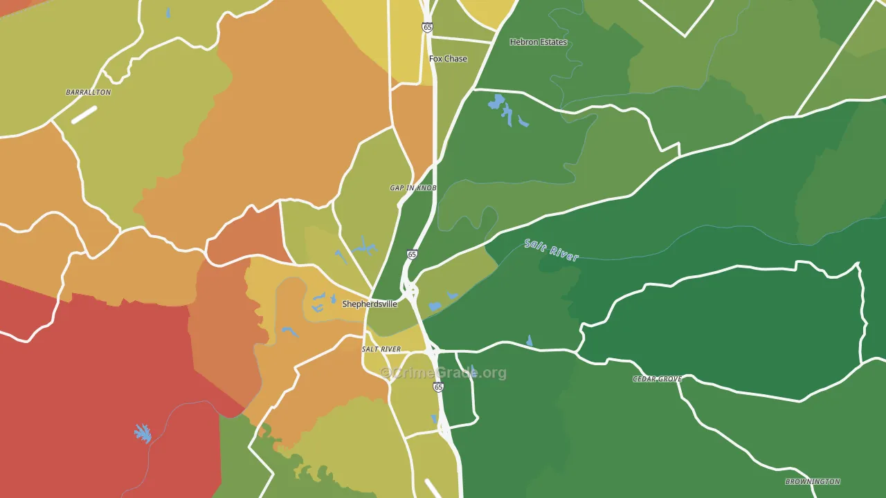 Shepherdsville, KY Map of Murder Rates