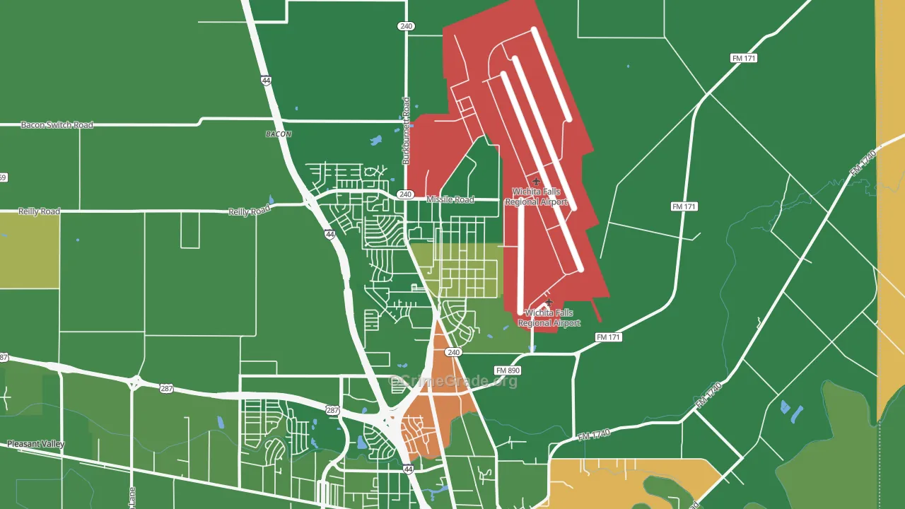 Sheppard Afb, TX Map of Murder Rates