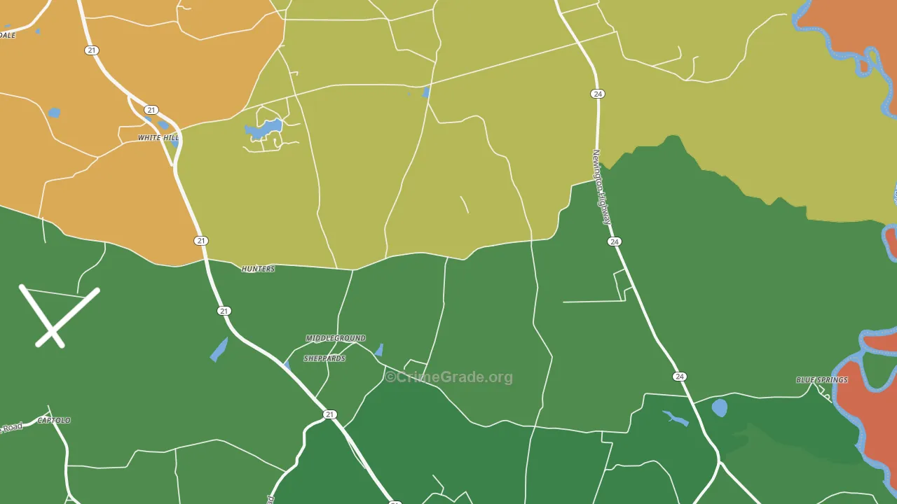 Sheppards, GA Map of Murder Rates