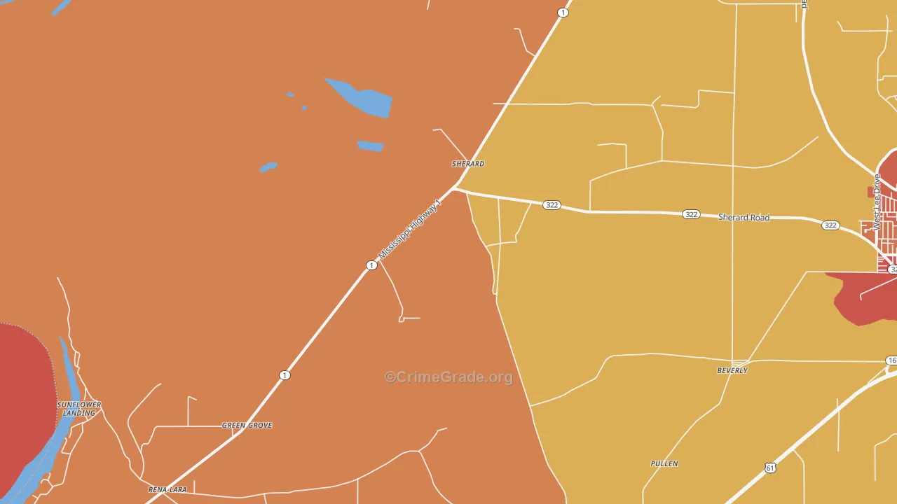 Sherard, MS Map of Murder Rates