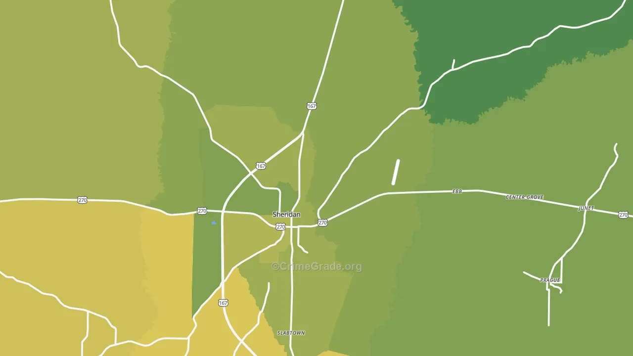 Sheridan, AR Map of Murder Rates
