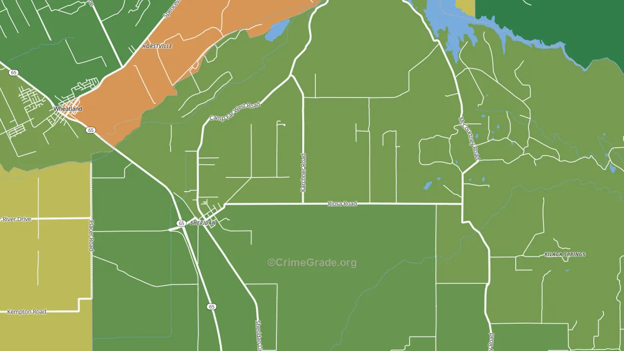 Sheridan, CA Map of Murder Rates