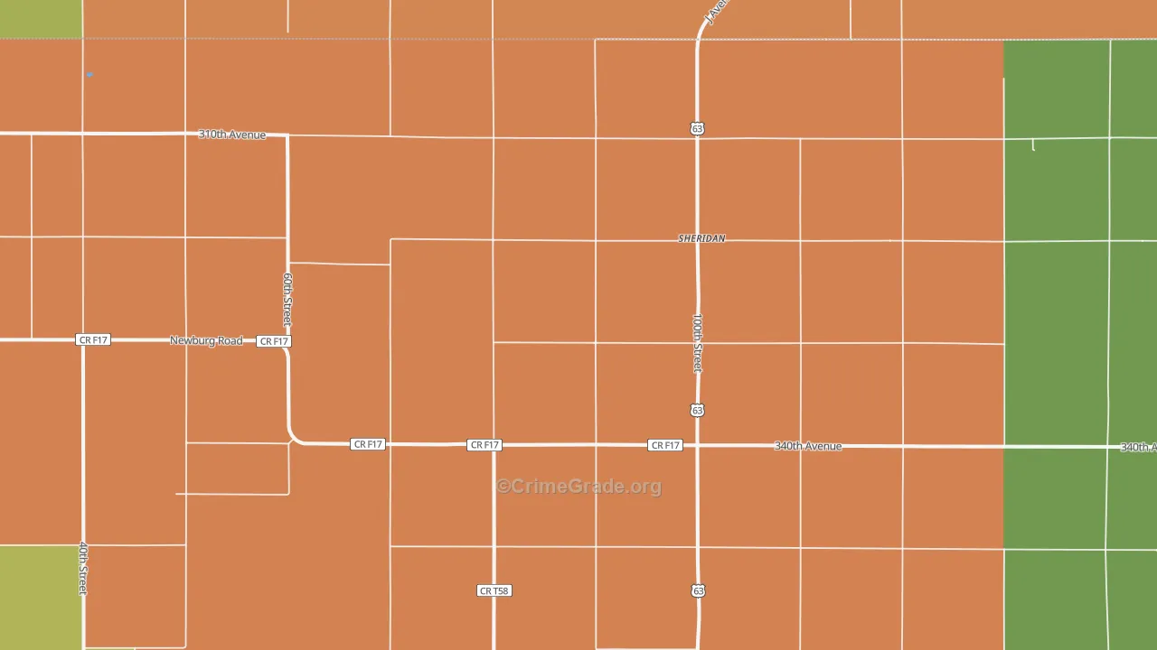 Sheridan, IA Map of Murder Rates