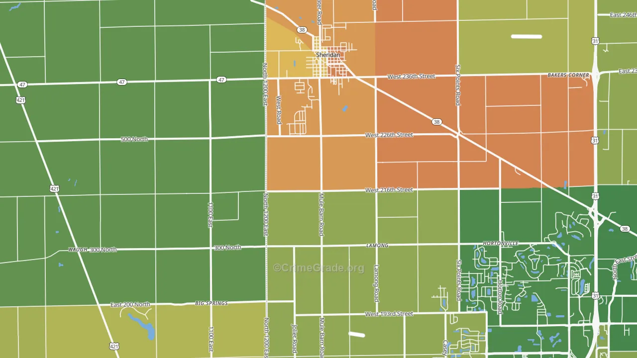 Sheridan, IN Map of Murder Rates