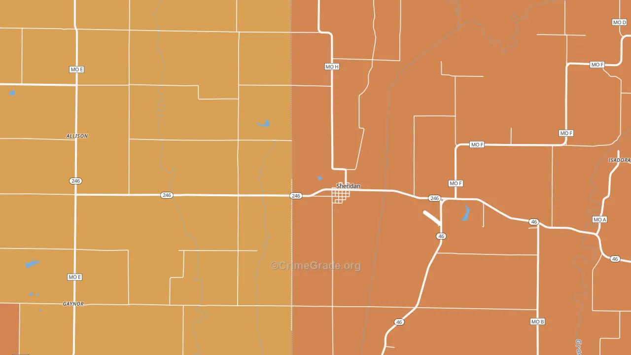 Sheridan, MO Map of Murder Rates