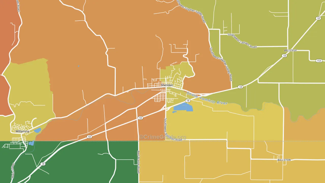 Sheridan, OR Map of Murder Rates