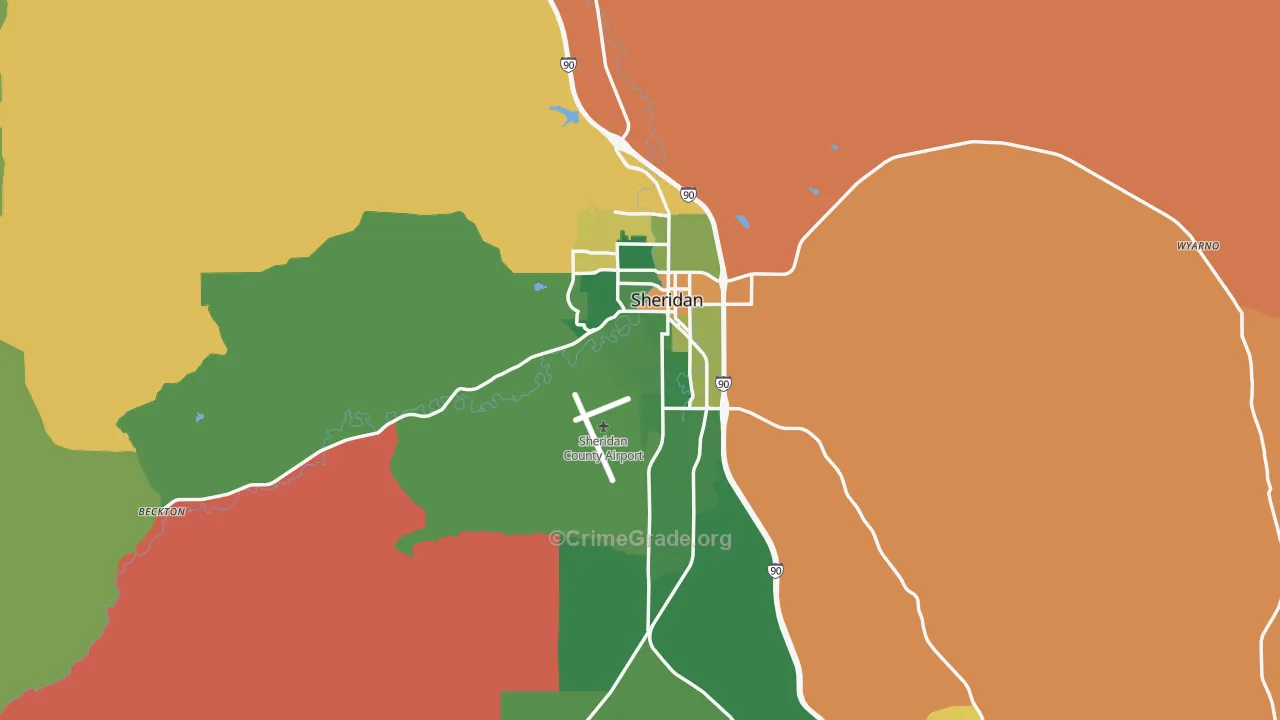 Sheridan, WY Map of Murder Rates