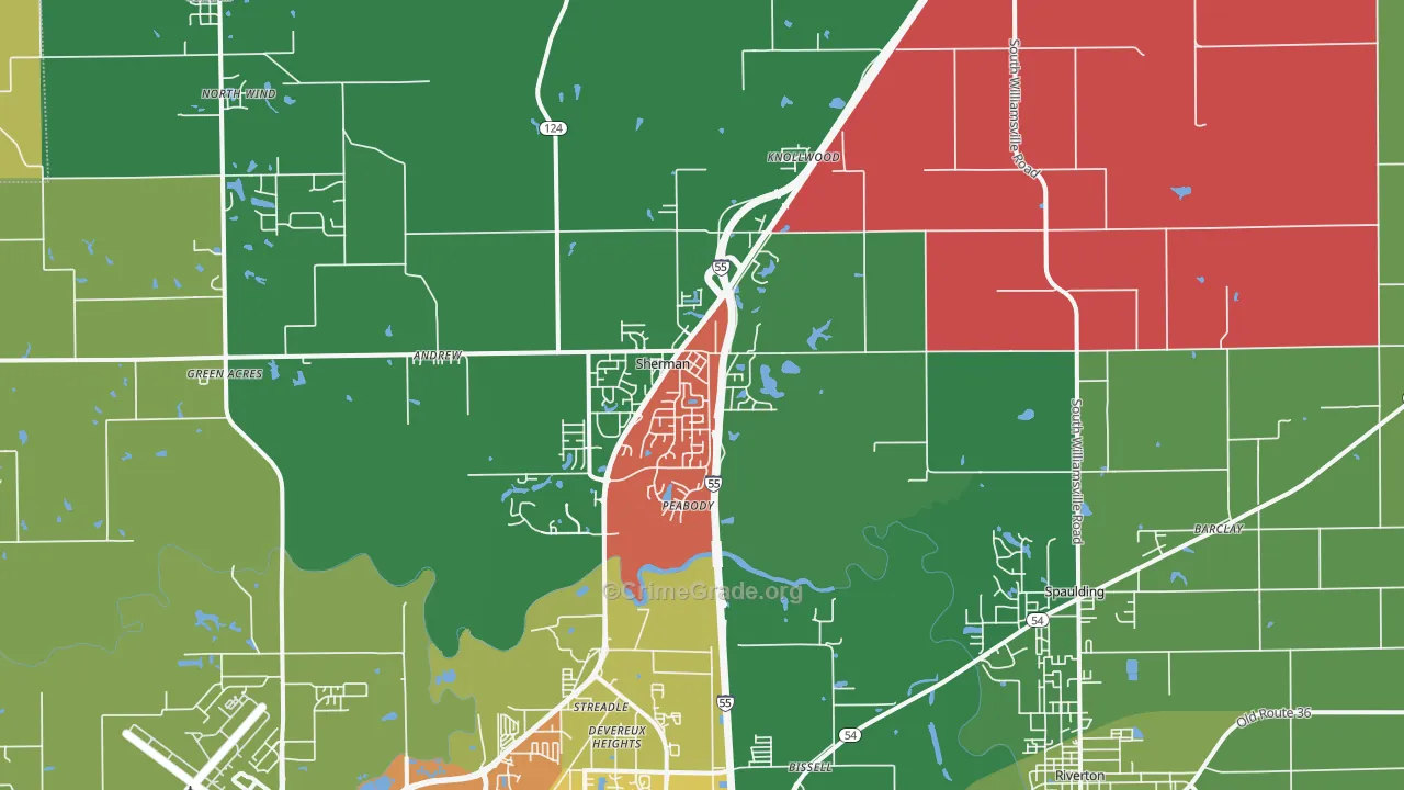 Sherman, IL Map of Murder Rates
