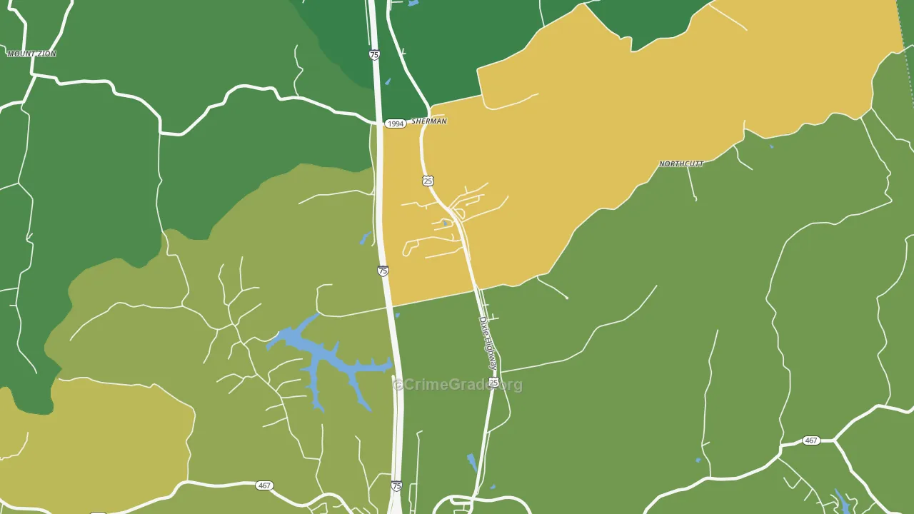 Sherman, KY Map of Murder Rates