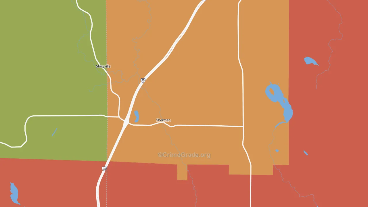 Sherman Mills, ME Map of Murder Rates