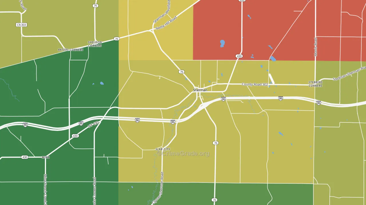 Sherman, NY Map of Murder Rates