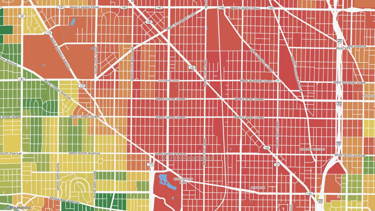 Sherman Park, Milwaukee, WI Map of Murder Rates