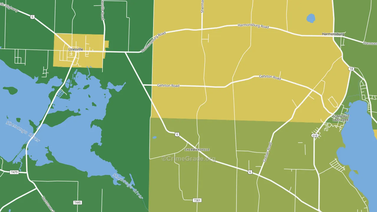 Shermansville, PA Map of Murder Rates
