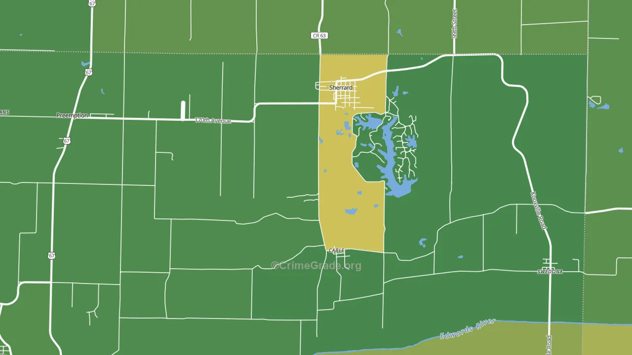 Sherrard, IL Map of Murder Rates