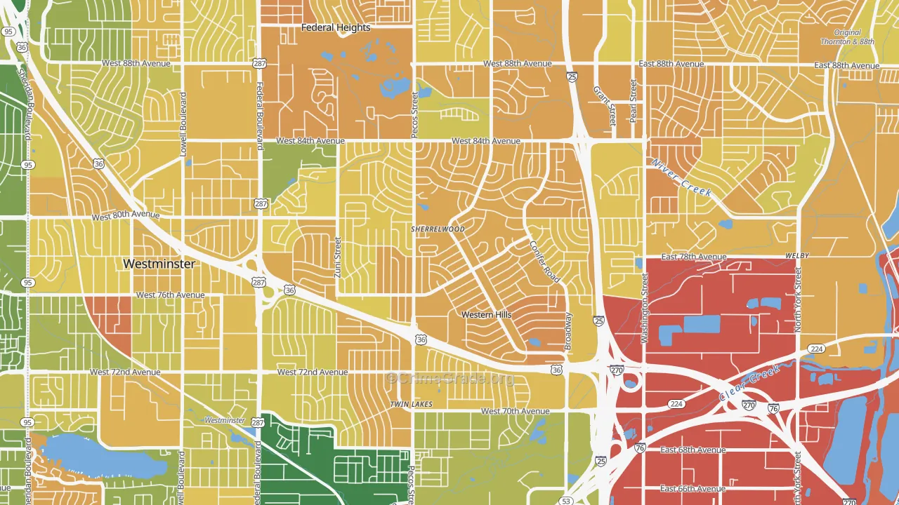 Sherrelwood, CO Map of Murder Rates