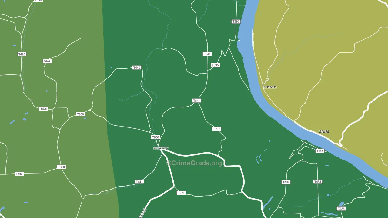 Sherrett, PA Map of Murder Rates