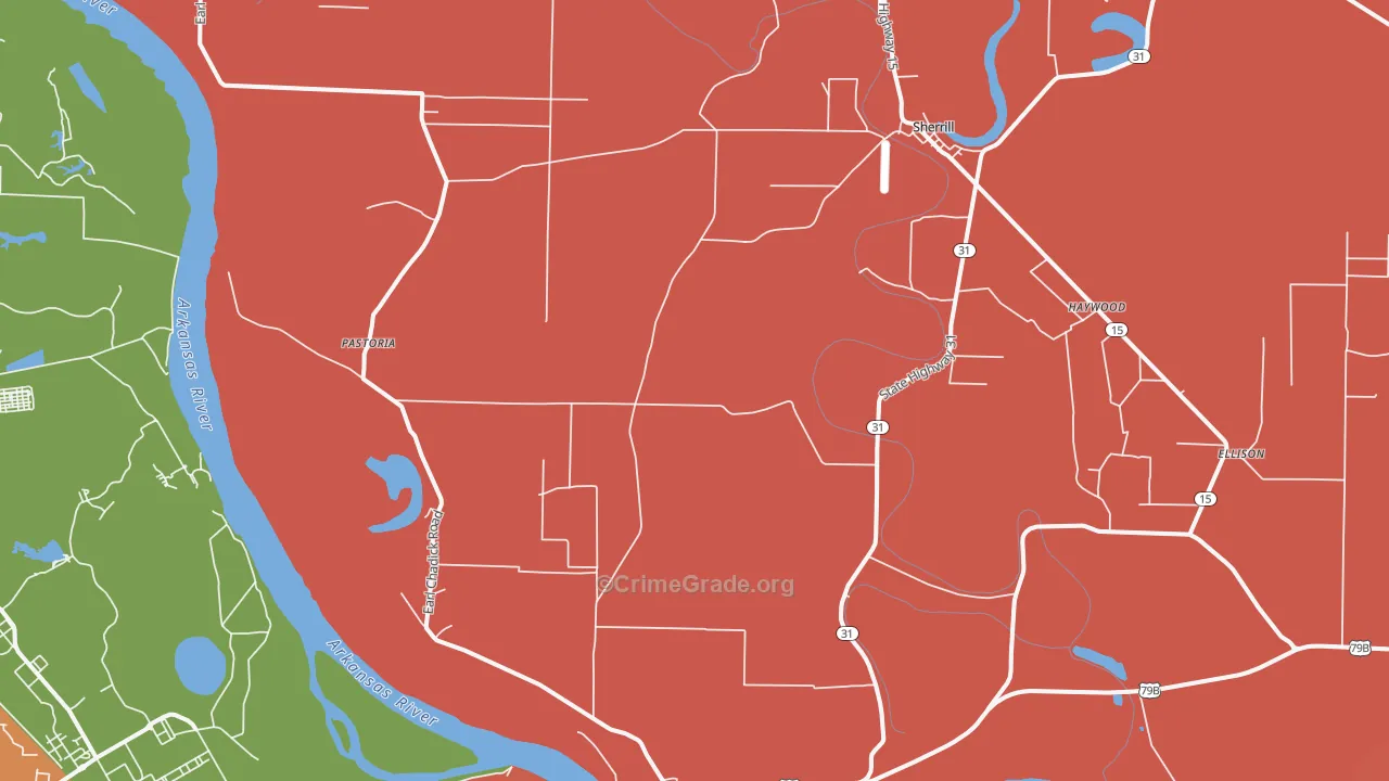 Sherrill, AR Map of Murder Rates