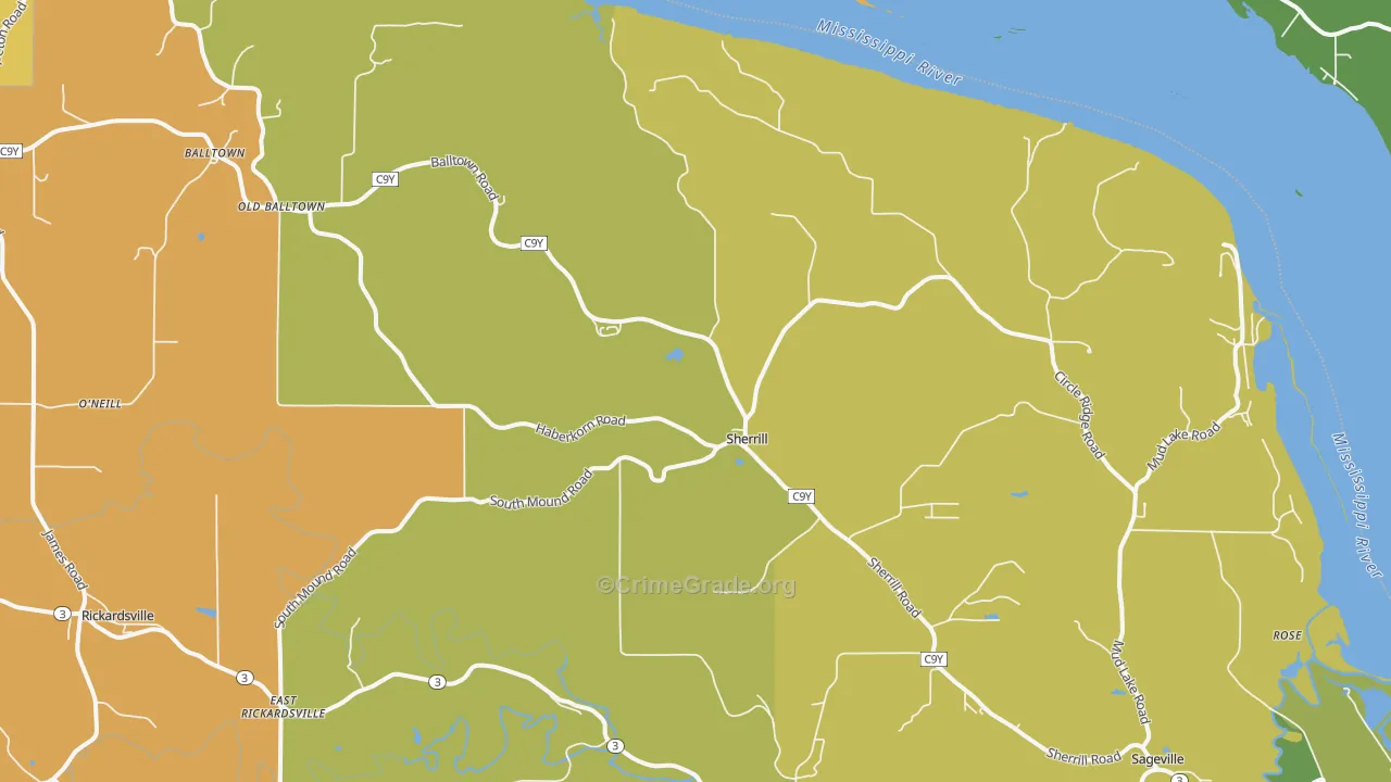 Sherrill, IA Map of Murder Rates